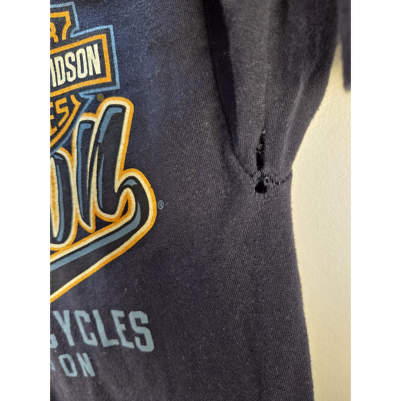 Harley-Davidson Long Sleeves T-Shirt Black Hanes Beefy-T Size Small RPM Saguenay - Picture 7 of 11